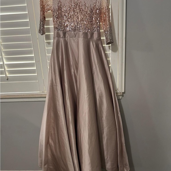 Adam Sequin Top Maxi Dress in Rose Gold and Taupe - Picture 2 of 3
